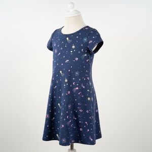 Dark Blue Galaxy Pattern Dress Girls Size 5t